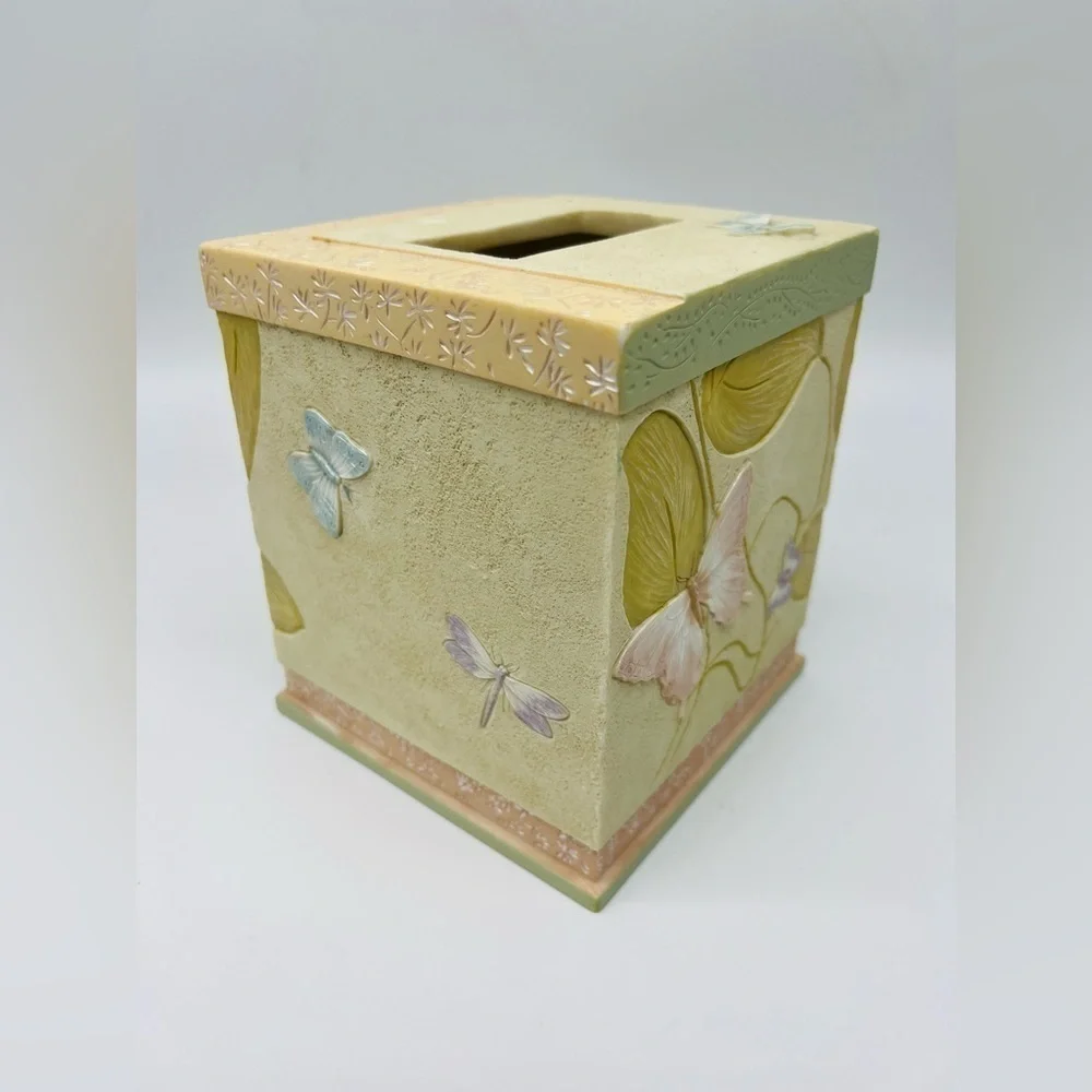 Charter Club hand painted tissue box with butterflies